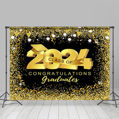 Aperturee - Flag Light Golden Black Class Of Graduation Backdrop