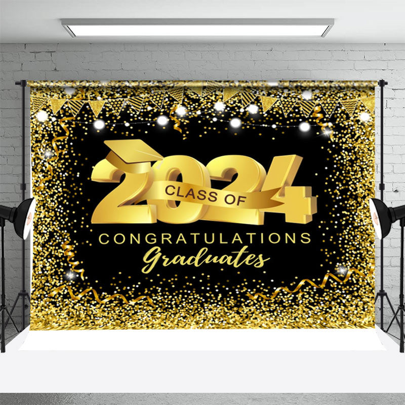 Aperturee - Flag Light Golden Black Class Of Graduation Backdrop