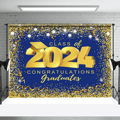 Aperturee - Flag Ribbon Golden Blue Class Of Graduation Backdrop