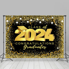 Aperturee - Flag Ribbon Gold Black Class Of Graduation Backdrop