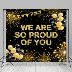 Aperturee - Proud Of You Black Golden Spark Graduation Backdrop