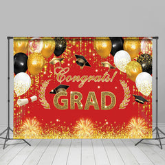 Aperturee - Sparkle Balloons Red Congrats Graduation Backdrop