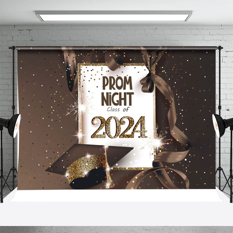 Aperturee - Prom Night Brown Spark Ribbon Graduation Backdrop