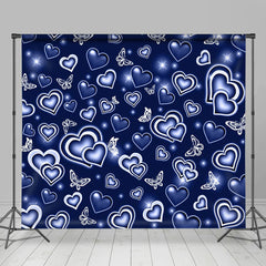 Aperturee - Blue White Butterfly Hearts Starlight Party Backdrop