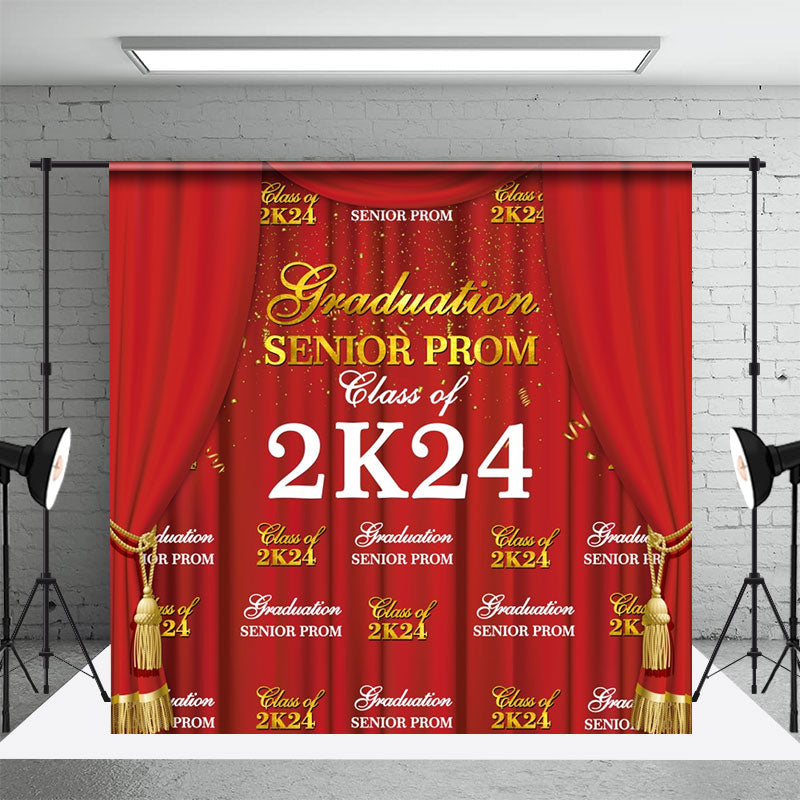 Aperturee - Red Gold Curtain Step And Repeat Graduation Backdrop