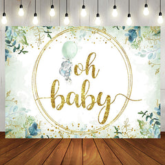 Aperturee - Green Watercolor Leaves Animal Baby Shower Backdrop