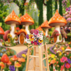 Aperturee - Storybrooke Mushroom House Path Floral Spring Backdrop