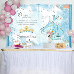 Aperturee - Blue Book Princess Floral Crown Birthday Backdrop