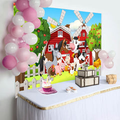 Aperturee - Farm House Animals Apple Tree Baby Shower Backdrop