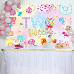 Aperturee - Colorful Donut Candy Heart 2nd Birthday Backdrop