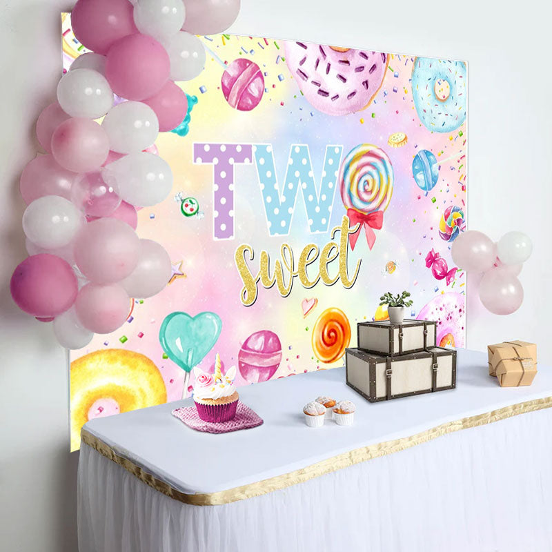 Aperturee - Colorful Donut Candy Heart 2nd Birthday Backdrop