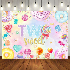 Aperturee - Colorful Donut Candy Heart 2nd Birthday Backdrop