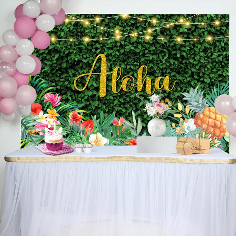 Aperturee - Green Leaves Monstera Floral Fruit Birthday Backdrop