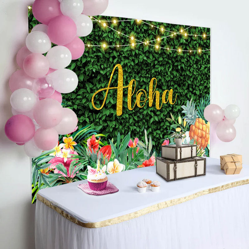 Aperturee - Green Leaves Monstera Floral Fruit Birthday Backdrop