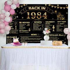 Aperturee - Back In 1984 Black Gold Star 40th Birthday Backdrop