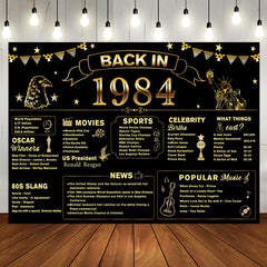 Aperturee - Back In 1984 Black Gold Star 40th Birthday Backdrop