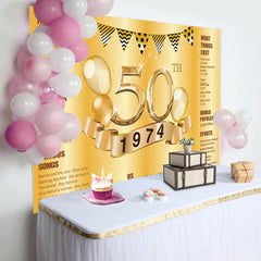 Aperturee - Golden Balloon legend Happy 50th Birthday Backdrop