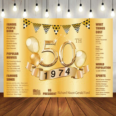 Aperturee - Golden Balloon legend Happy 50th Birthday Backdrop