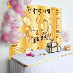 Aperturee - Golden legend Balloon Happy 40th Birthday Backdrop