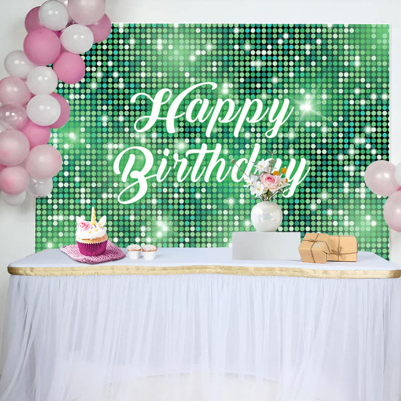 Aperturee - Green Sparkling Sequin Dance Happy Birthday Backdrop