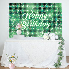 Aperturee - Green Sparkling Sequin Dance Happy Birthday Backdrop