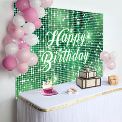 Aperturee - Green Sparkling Sequin Dance Happy Birthday Backdrop