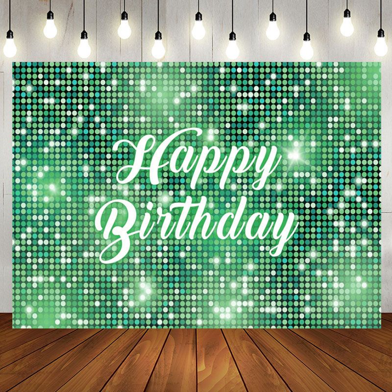 Aperturee - Green Sparkling Sequin Dance Happy Birthday Backdrop