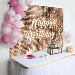 Aperturee - Gold Sparkling Sequin Dance Happy Birthday Backdrop