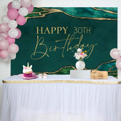 Aperturee - Gold Glitter Emerald Green 30th Birthday Backdrop