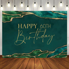 Aperturee - Gold Letters Emerald Green 60th Birthday Backdrop