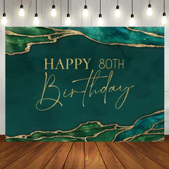 Aperturee - Emerald Green Gold Letters 80th Birthday Backdrop