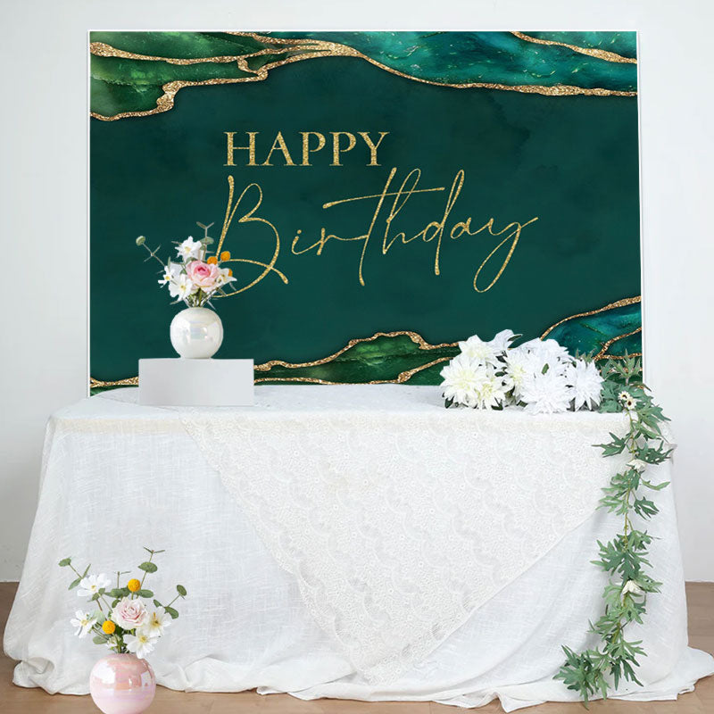 Aperturee - Emerald Green And Gold Glitter Birthday Backdrop