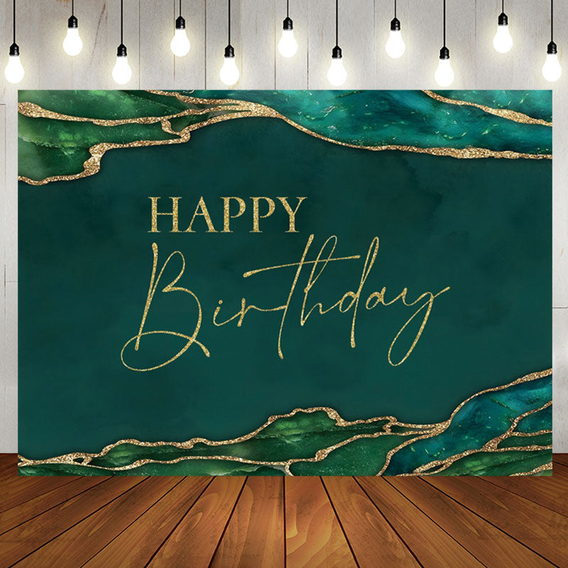 Aperturee - Emerald Green And Gold Glitter Birthday Backdrop