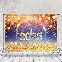 Aperturee - Aperturee Sparks 2025 Clock Gold Glitter New Year Backdrop