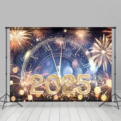 Aperturee - Aperturee Clock Gold Sparkle Bokeh 2025 Happy New Year Backdrop