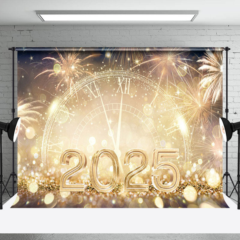 Aperturee - Aperturee Sparkle Gold Clock 2025 Celebration New Year Backdrop