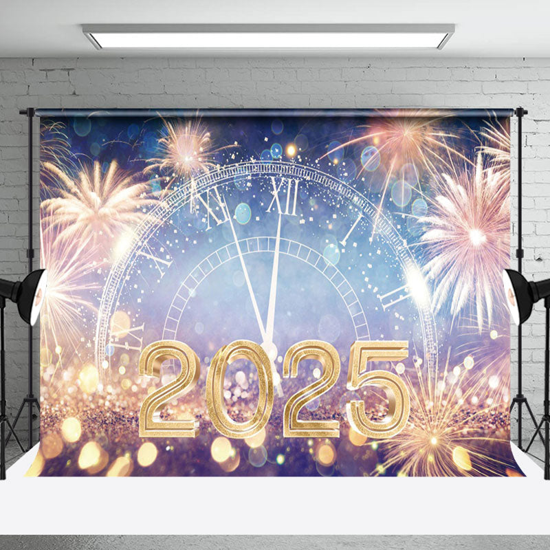 Aperturee - Aperturee Dazzling Sparks 2025 Clock Bokeh New Year Backdrop