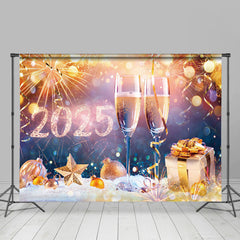 Aperturee - Aperturee Gold Sparks Ribbons Champagne Gift New Year Backdrop