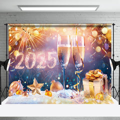 Aperturee - Aperturee Gold Sparks Ribbons Champagne Gift New Year Backdrop