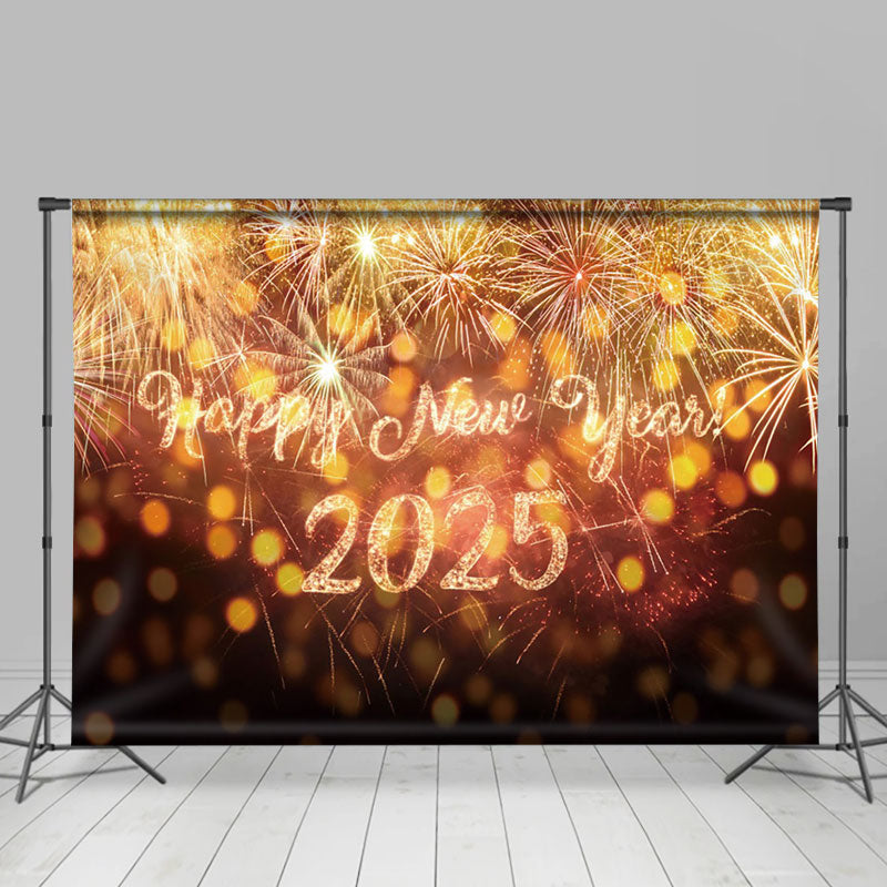 Aperturee - Aperturee Gold Sparkle Bokeh Black Happy New Year Backdrop