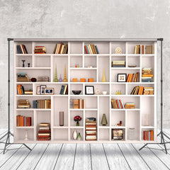 Aperturee - Aperturee White Clean Cabinet Photos Books Candle Backdrop