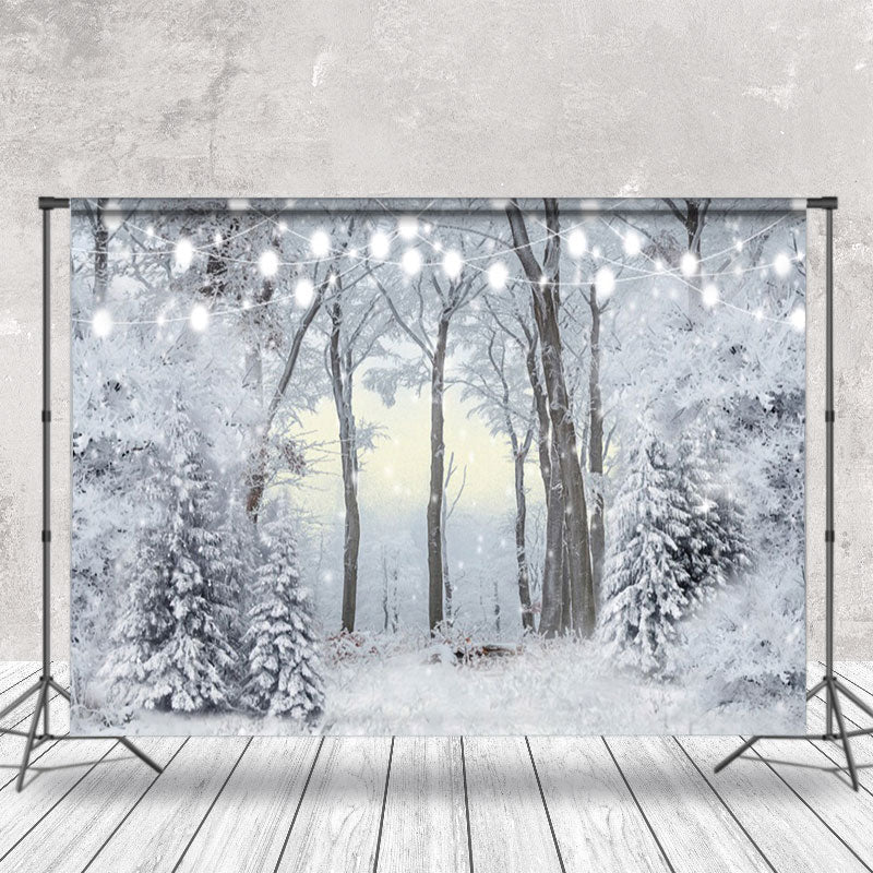 Aperturee - Aperturee Enchanting White Snowy Forest Light Winter Backdrop