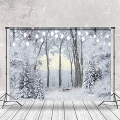 Aperturee - Aperturee Enchanting White Snowy Forest Light Winter Backdrop