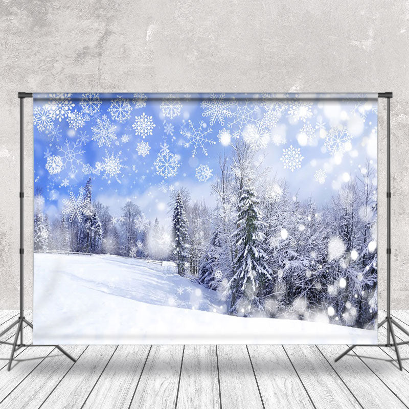 Aperturee - Aperturee Pure White Bokeh Swnoy Forest Winter Scene Backdrop