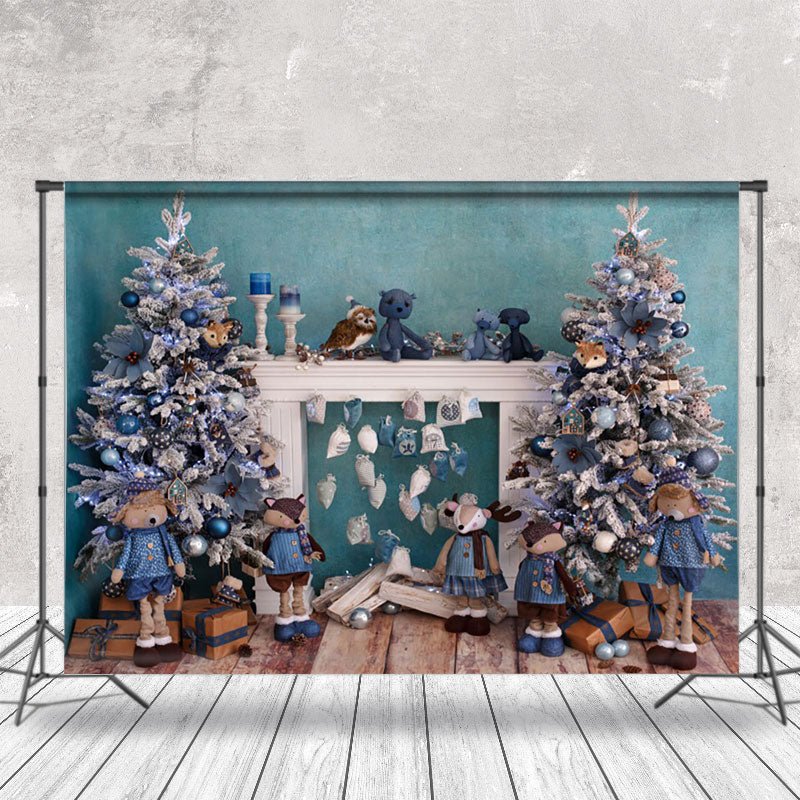 Aperturee - Aperturee Lake Blue Toys Christmas Tree Photo Backdrop