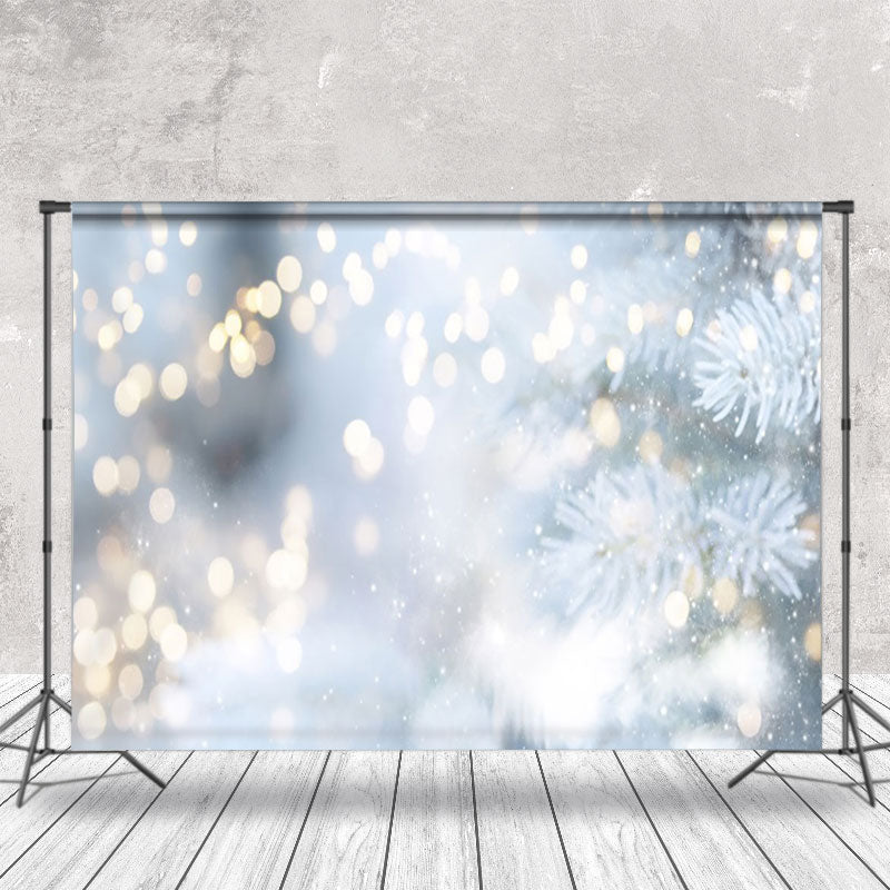 Aperturee - Aperturee Gold Dots Bokeh Pine Winter Scene Backdrop