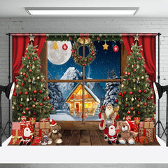 Aperturee - Aperturee Christmas Window Snow Mountain Gift Box Backdrop