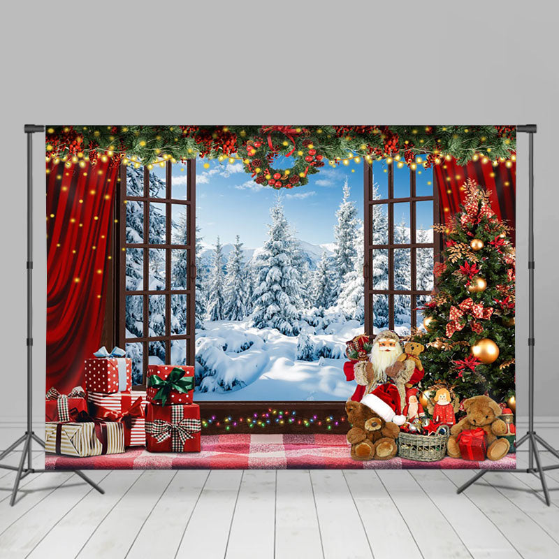 Aperturee - Aperturee Warm Interior Window Garland Christmas Party Backdrop