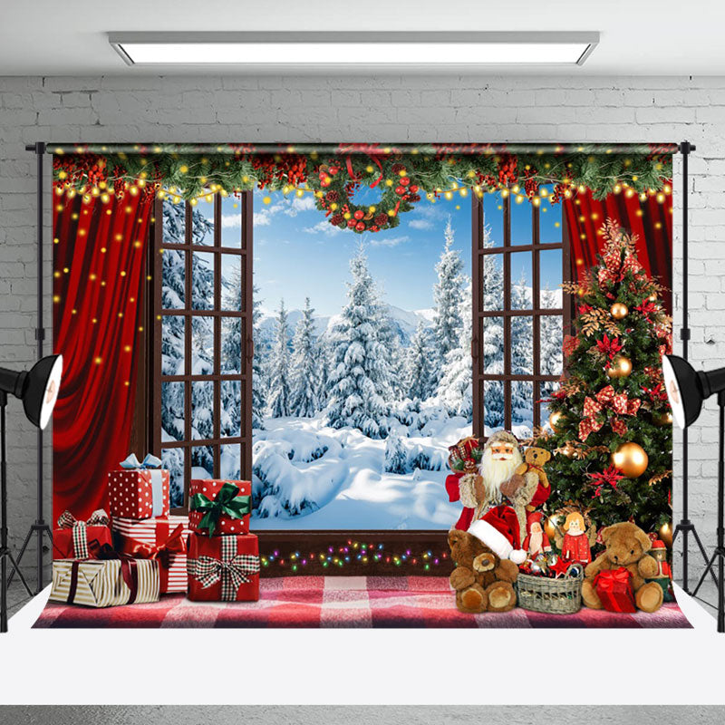 Aperturee - Aperturee Warm Interior Window Garland Christmas Party Backdrop