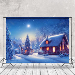 Aperturee - Aperturee Cartoon Winter Outdoor House Snow Scene Backdrop